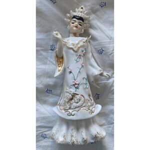 Vintage Japanese Lefton China Hand Painted Porcelain Kitsch Dragon Lady 10" Tall